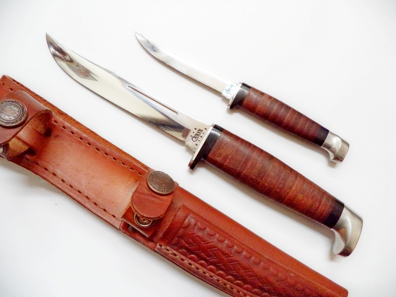 Case 9 Leather Handle Twin Finn Hunting Knife Set | Red Hill ...