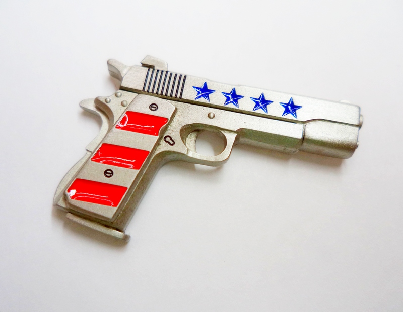 American Flag 45 Gun Pistol Pewter Pin