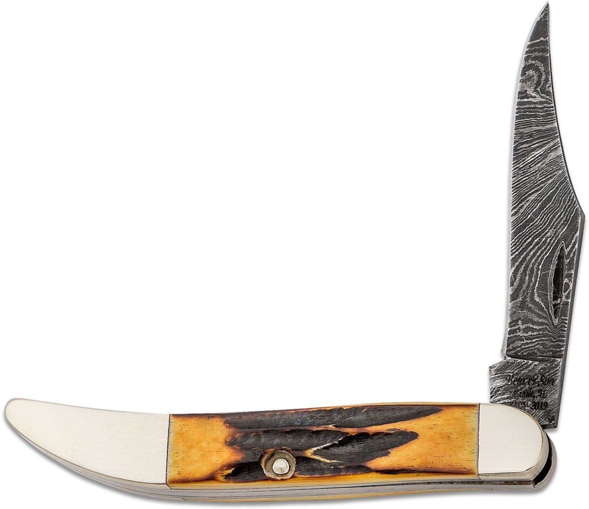 Bear StagBone Damascus Small Toothpick