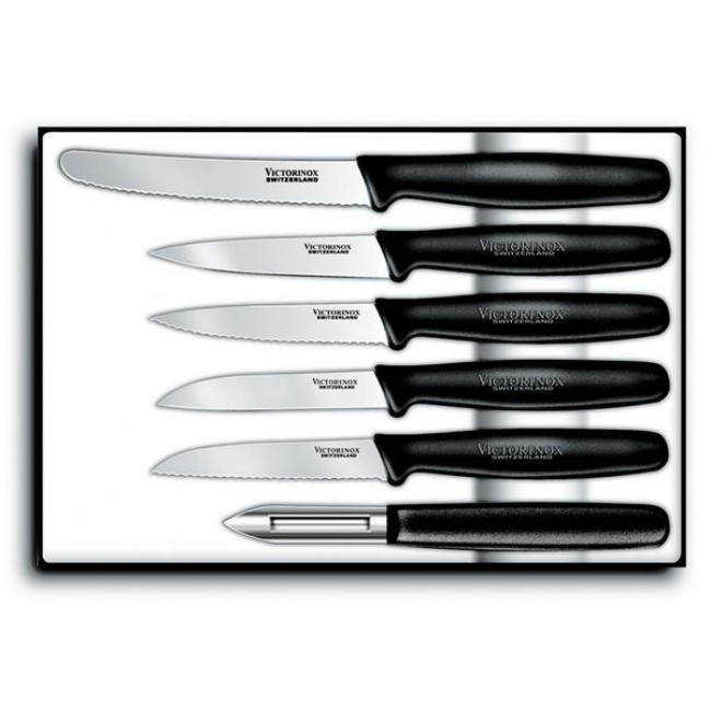 Victorinox 6 Piece Black Fibrox Paring Knife Set - Red Hill Cutlery