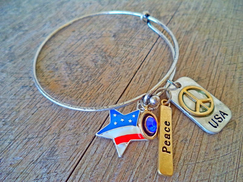 Patriotic Peace USA Charm Bracelet