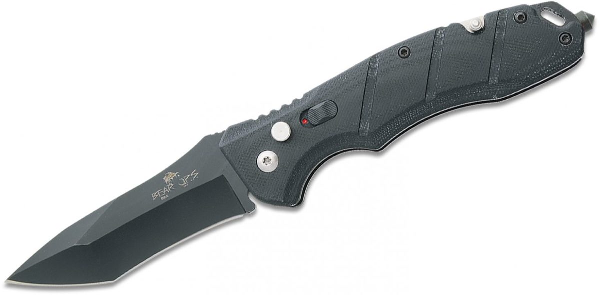 Bear OPS Black G10 Bold Action V Auto Rescue Knife