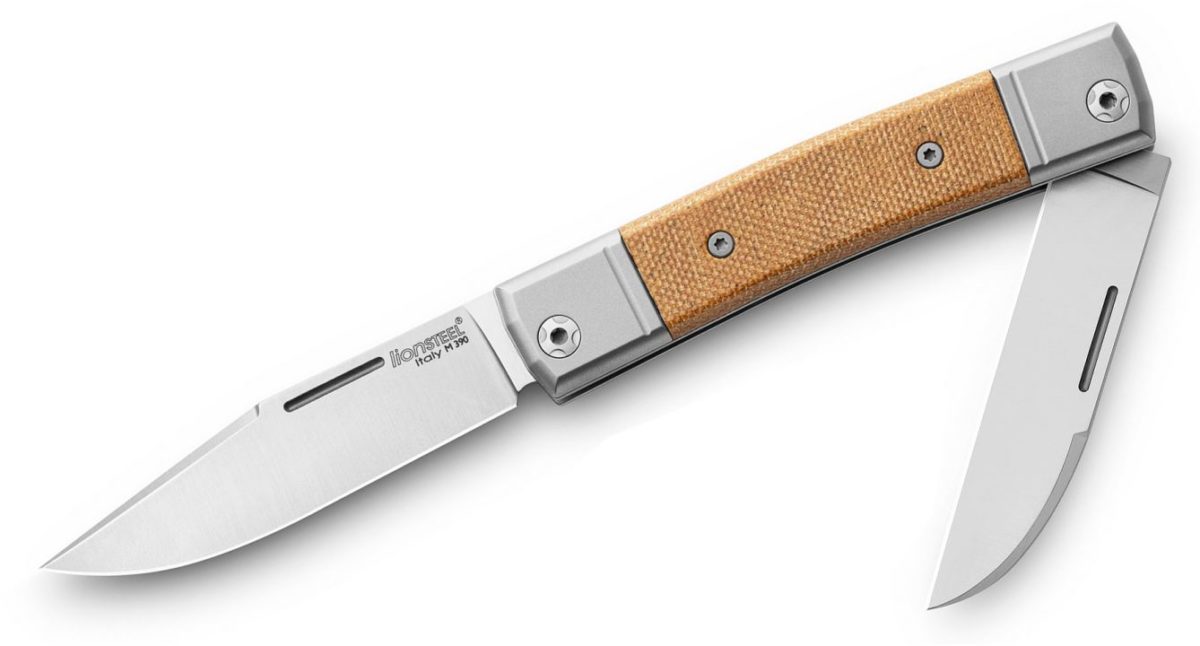 LionSteel 2 Blade Natural Canvas BestMan Traditional Knife