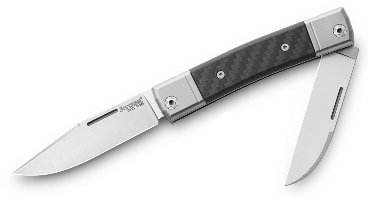 LionSteel 2 Blade Carbon Fiber BestMan Traditional Knife