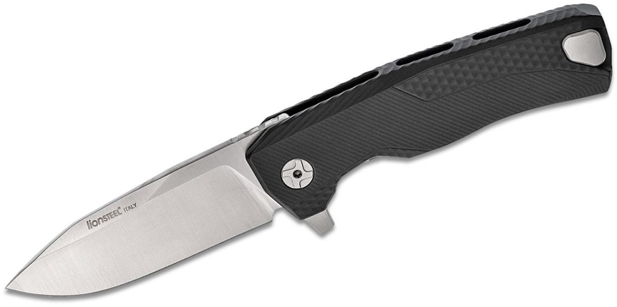LionSteel Black Aluminum ROK A BS Integral Flipper Knife