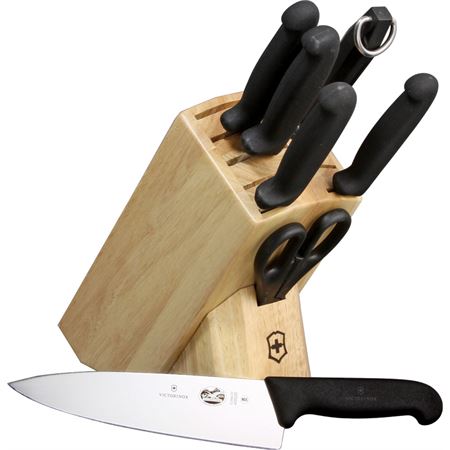Victorinox Black Fibrox 8 Piece Kitchen Block Set