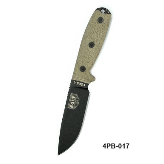 ESEE 4 Green Canvas Micarta Black Fixed Blade