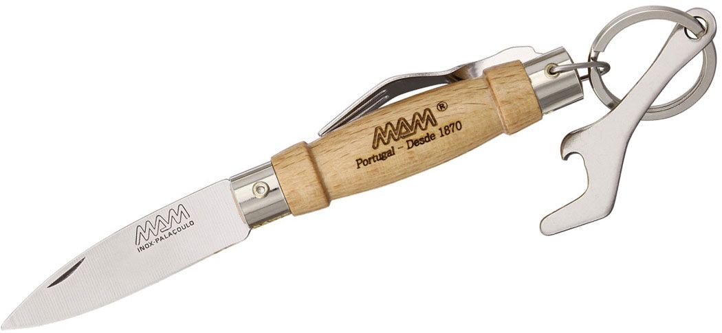 MAM Beechwood Folding Fork, Knife, with Can Opener