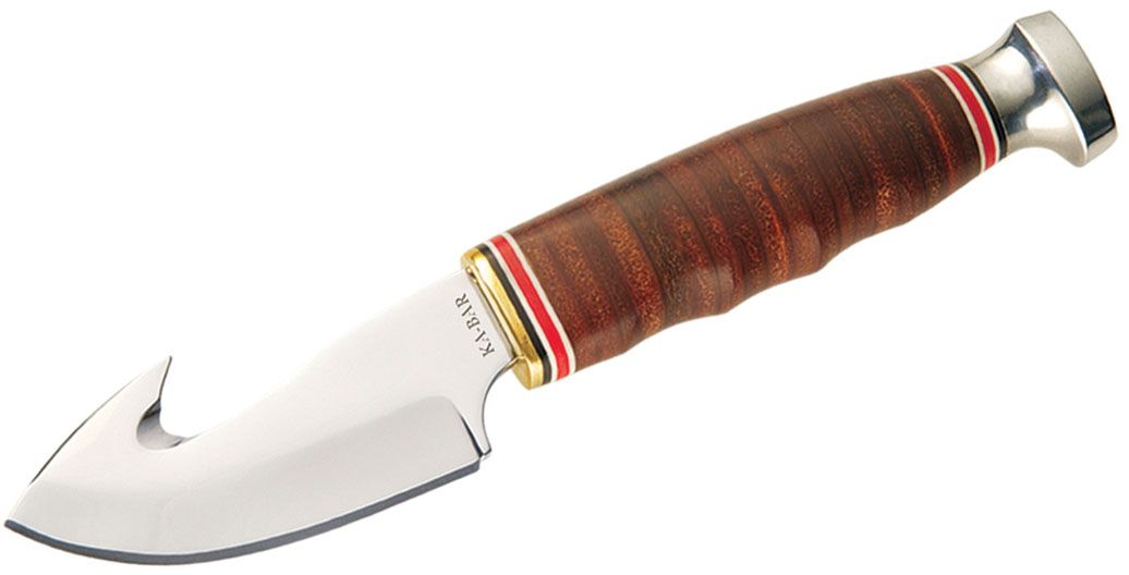 KABAR Stacked Leather Guthook Knife 1234 Red Hill Cutlery