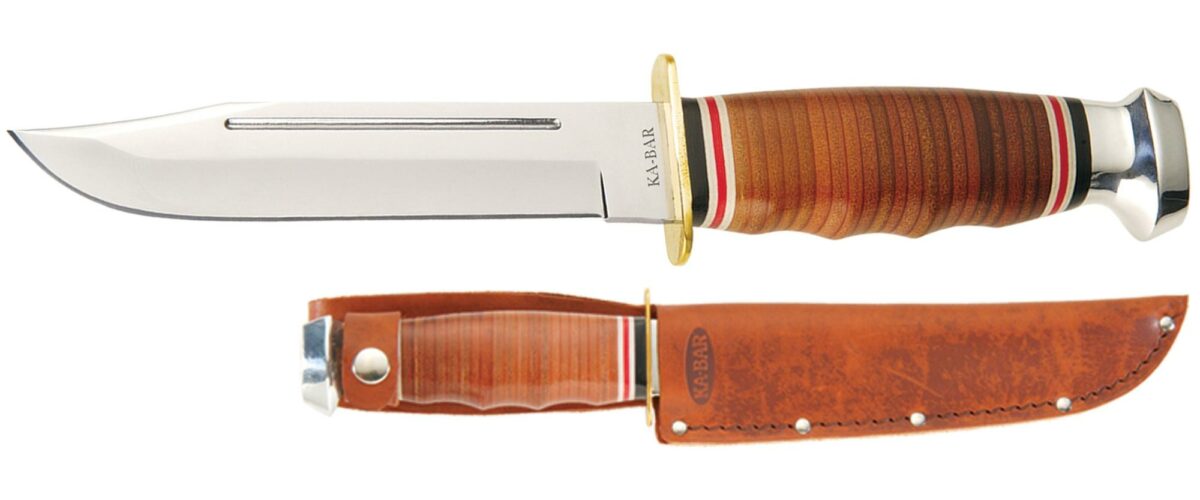 KA-BAR Stacked Leather Marine Hunter Knife 1235