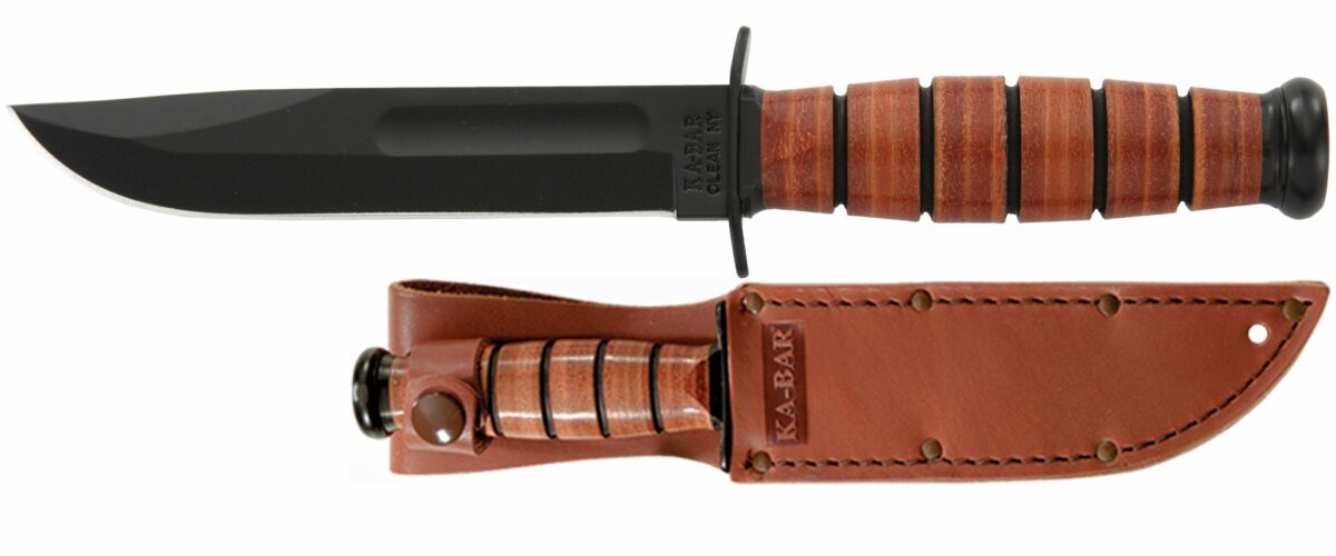 KA-BAR Leather Handled Short Fighting Knife