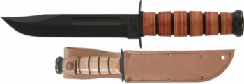 KA-BAR Leather Handled Single Mark Fighting/Utility Knife