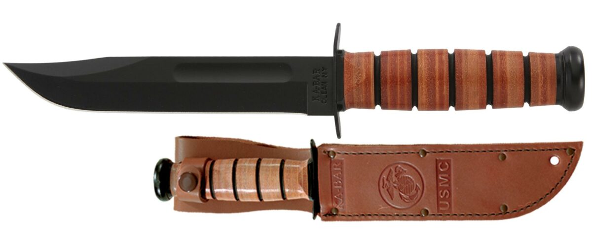 KA-BAR Leather Handled Full Size USMC Knife