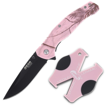 Bear Edge Pink Camo Assisted Flipper & Sharpener Gift Set
