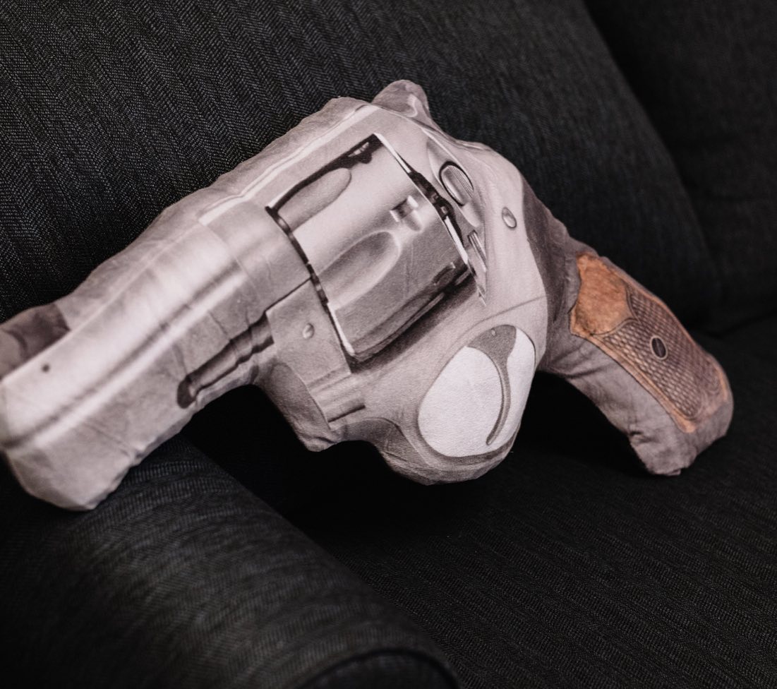 HUGE Revolver Gun Pillow Red Hill Cutlery