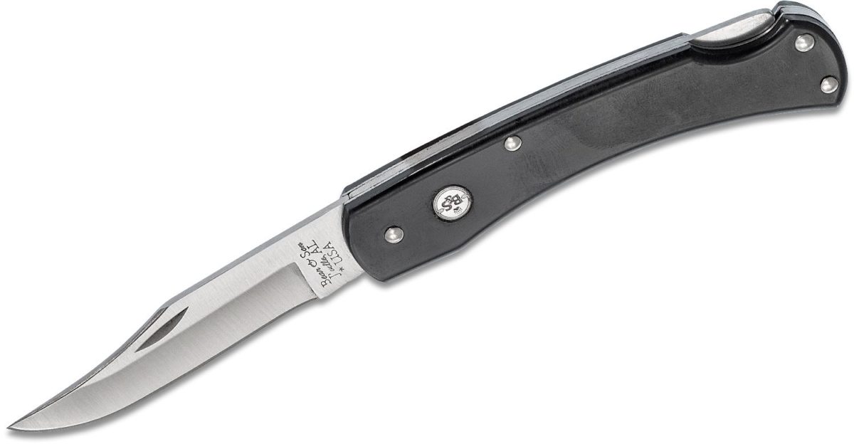 Bear Black Delrin Large Lockback Knife