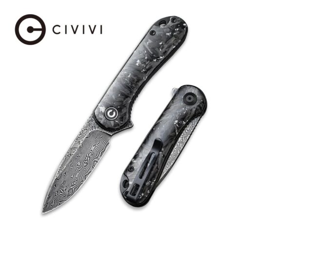 Civivi Shredded Carbon Fiber Damascus Elementum Flipper