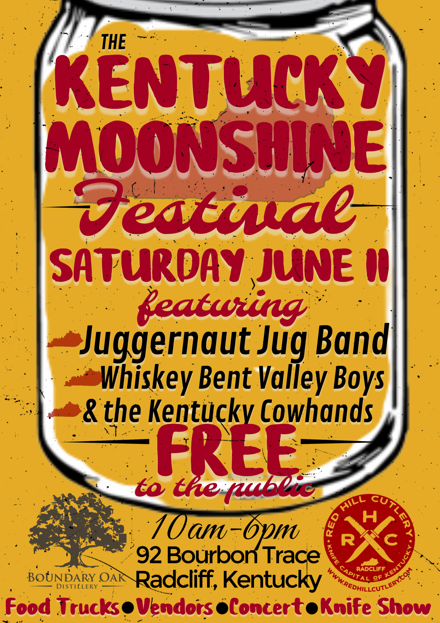 The Kentucky Moonshine Festival June 11, 2022 Red Hill Cutlery