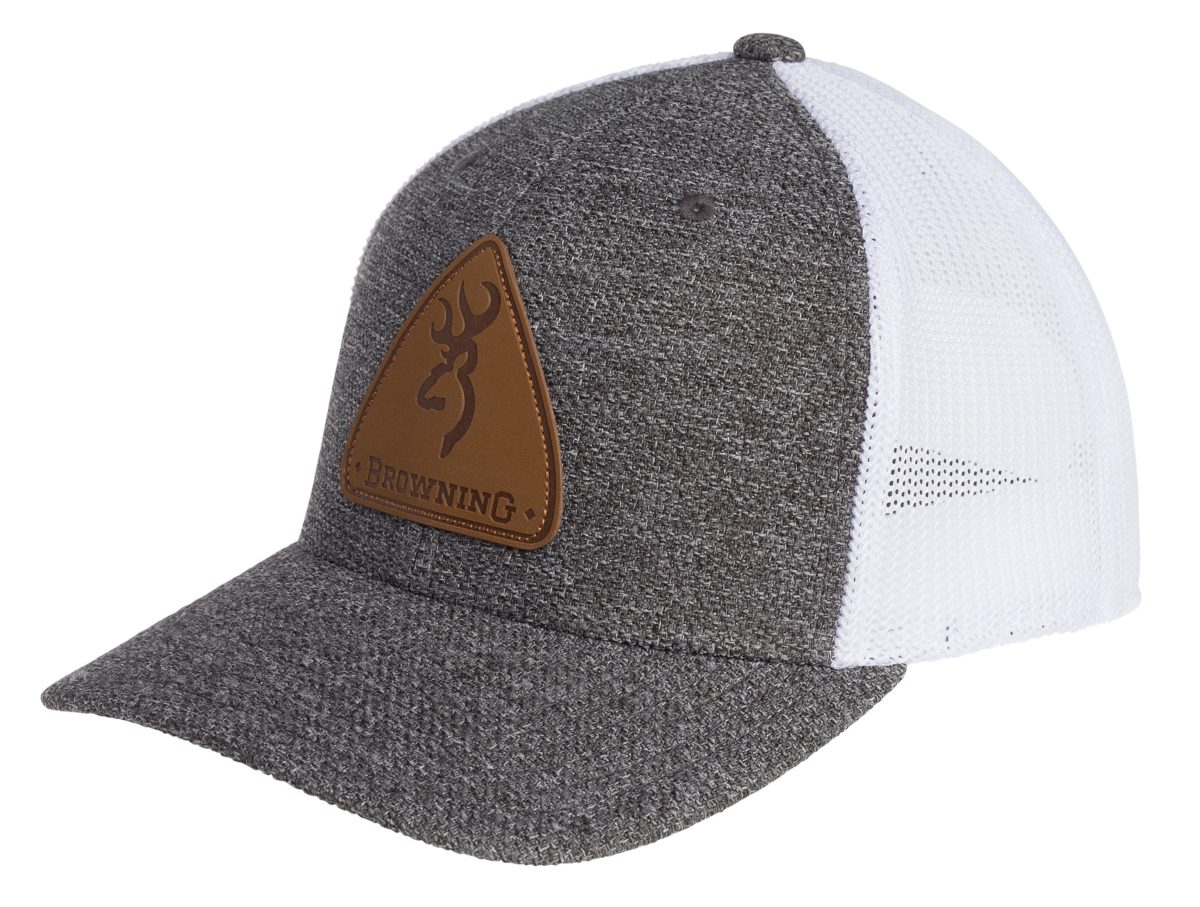 Browning Leather Logo Heathered Grey Hat