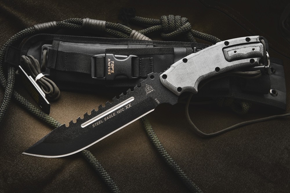 TOPS Black Linen Micarta STEEL EAGLE 107C XX - Image 7