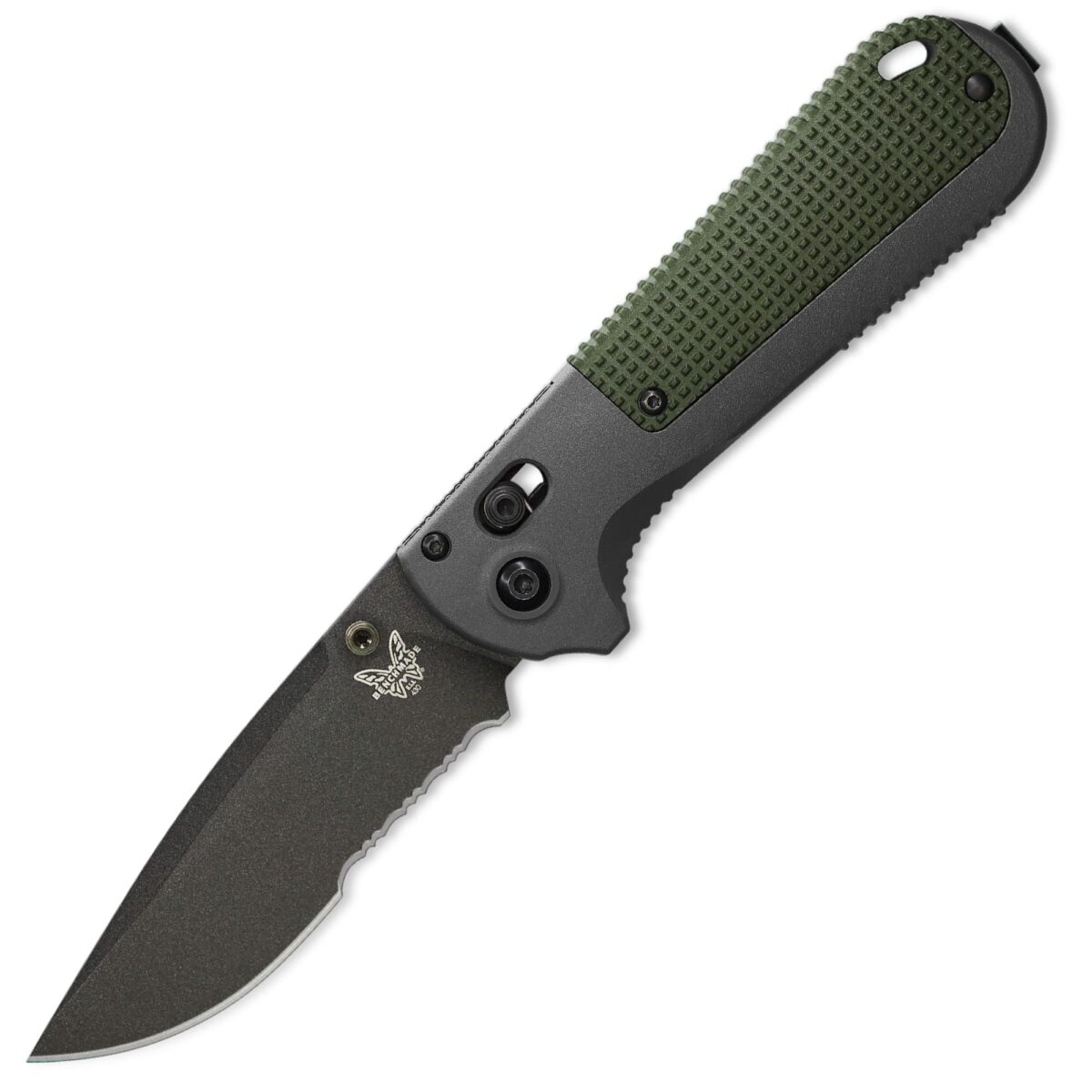 Benchmade Grey & Green Grivory REDOUBT Partial Serrated