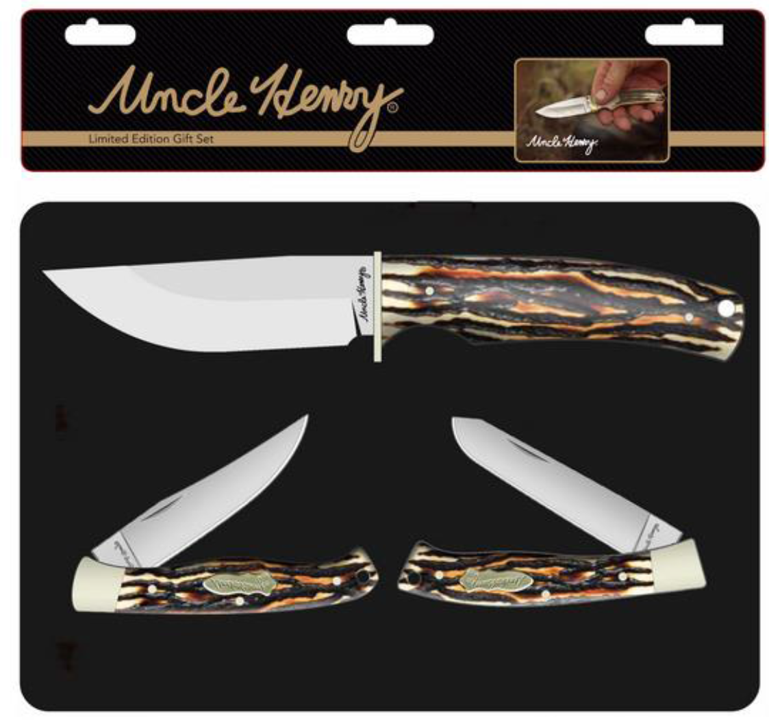 Uncle Henry Staglon 3 Knife Gift Tin Set - Red Hill Cutlery