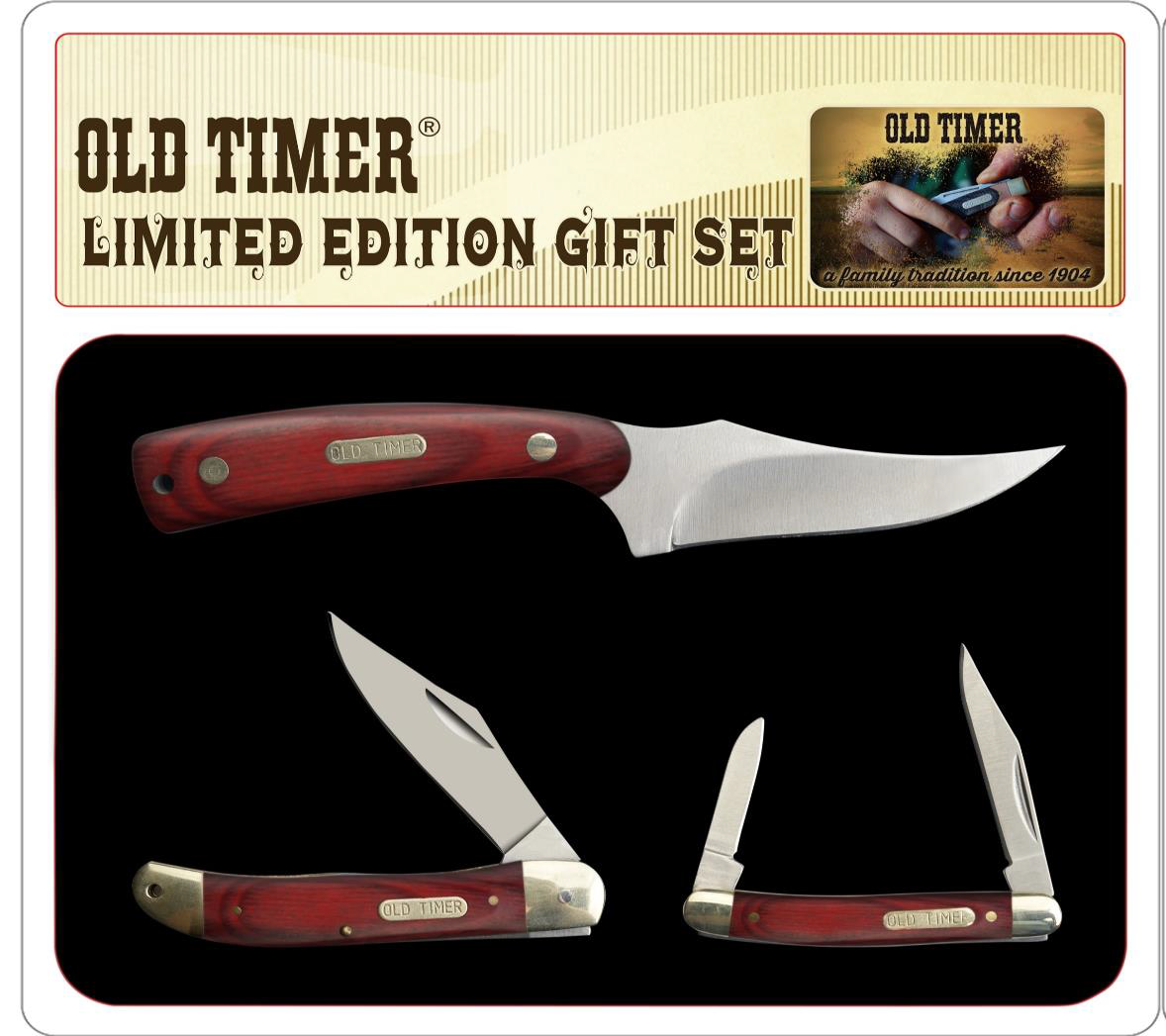 Schrade Old Timer Rosewood Three Knife Gift Set