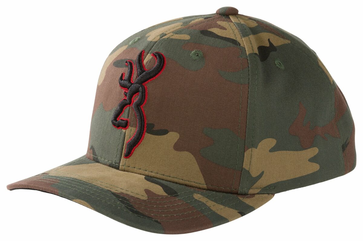 Browning Woodland Camo Red Logo Hat