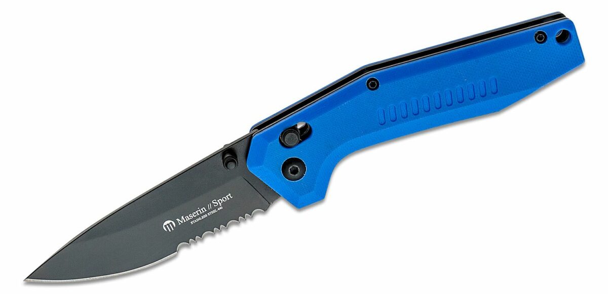 Maserin Blue G10 Sport Knife Partial Serrated