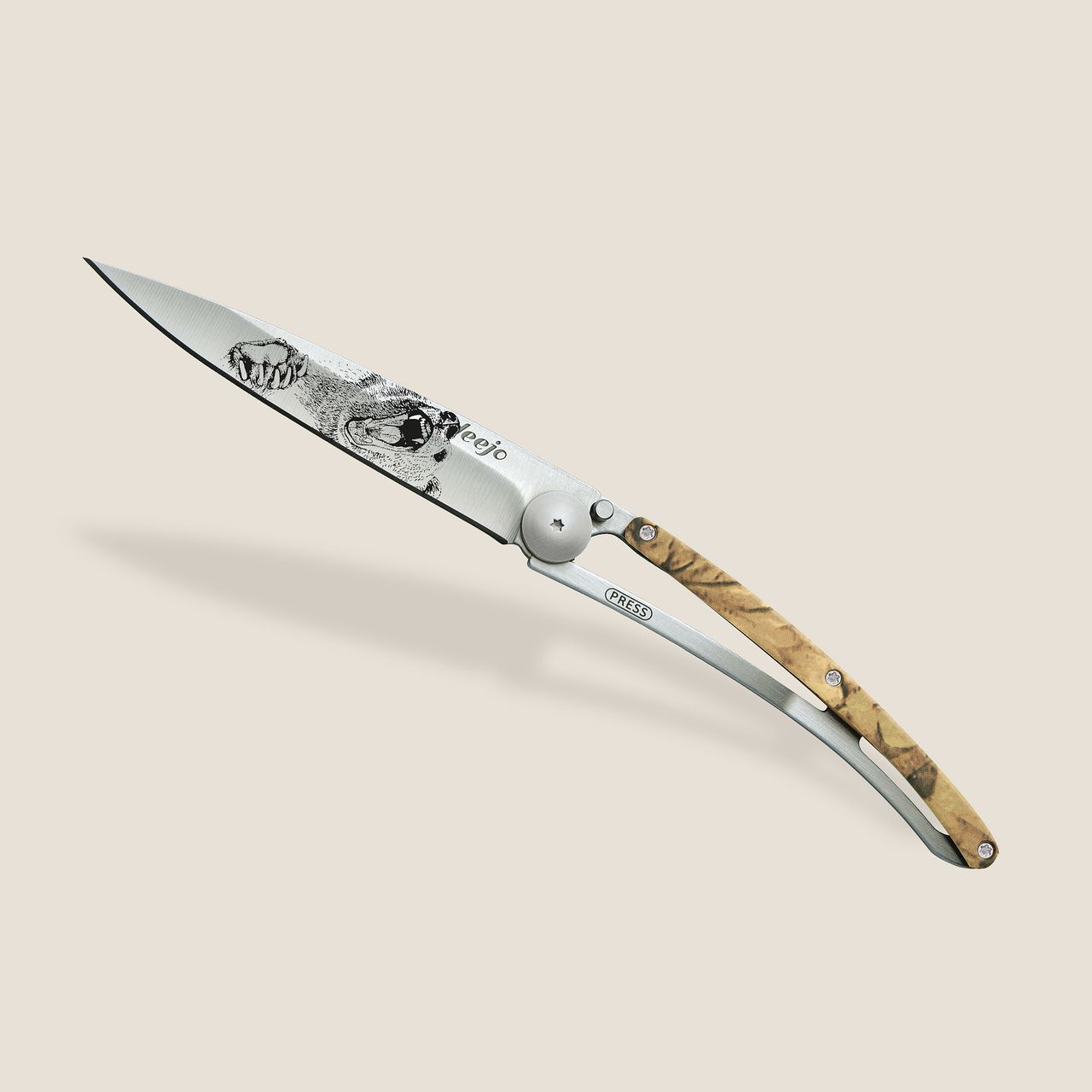 Deejo Printed Aluminum Frame Lock Grizzly Bear Etch - Image 2