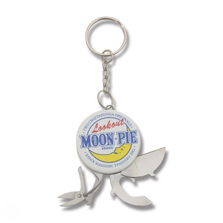 MoonPie Silver Round Key Chain Multi Tool Knife Red Hill Cutlery
