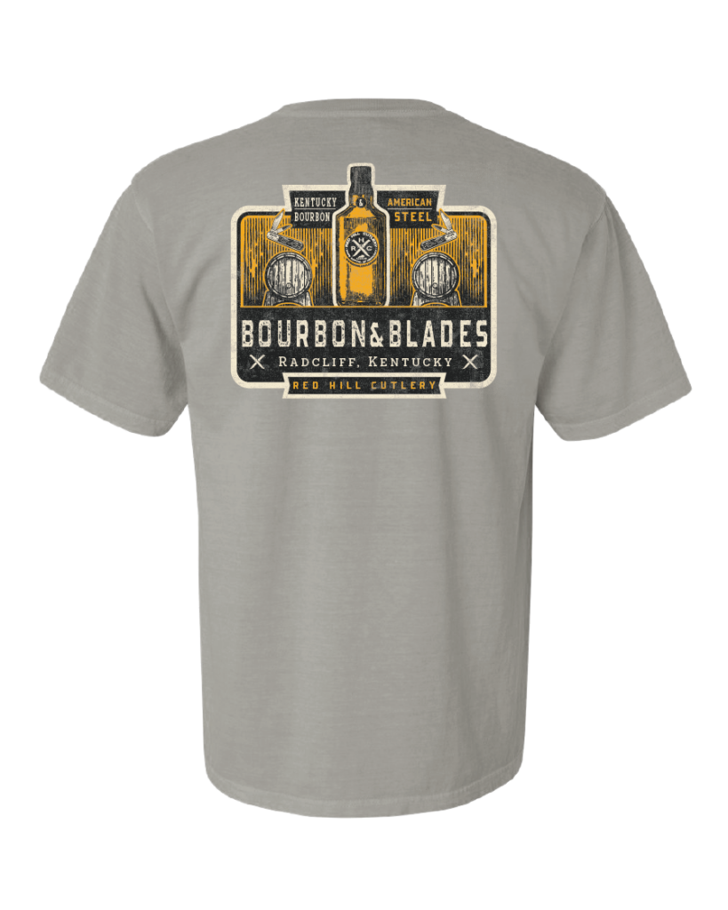 RHC 2023 Bourbon & Blades Pebble Grey Shirt Red Hill Cutlery