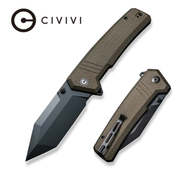 Civivi Green Burlap Micarta Bhaltair Flipper