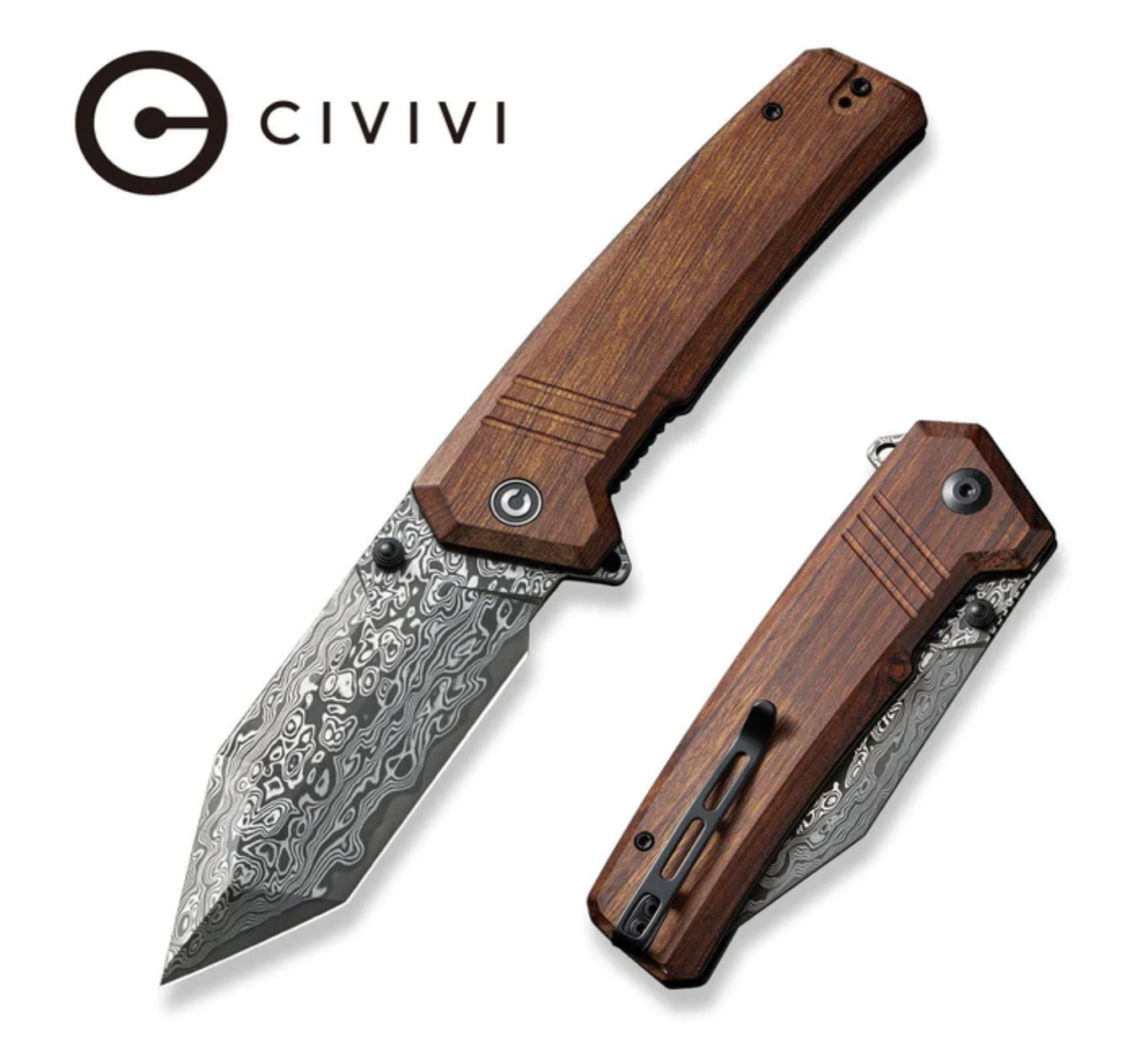 Civivi Guibourtia Wood Damascus Bhaltair Flipper