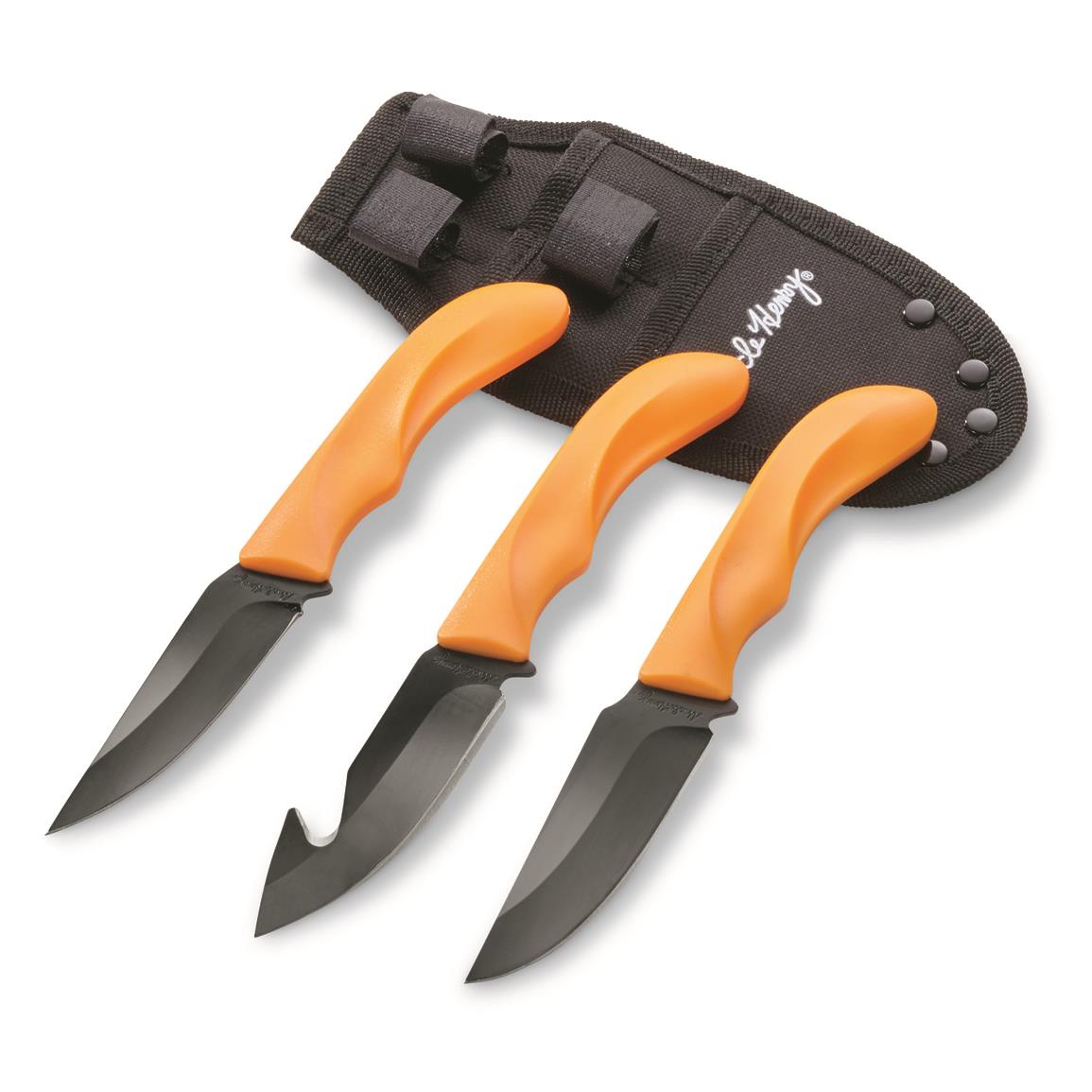 Schrade Uncle Henry Orange 3 Fixed Blade Hunter Set - Red Hill Cutlery