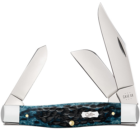Case Pocketworn Mediterranean Blue Bone Large Stockman
