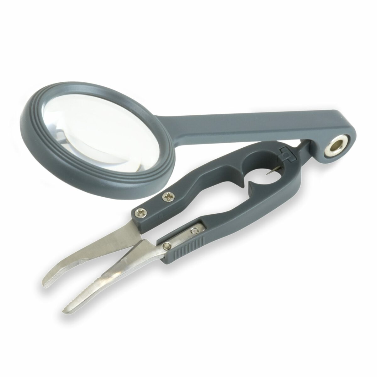 Fish’n Grip™ 4.5x Power Magnifier Fishing Tool with Precision Tweezers