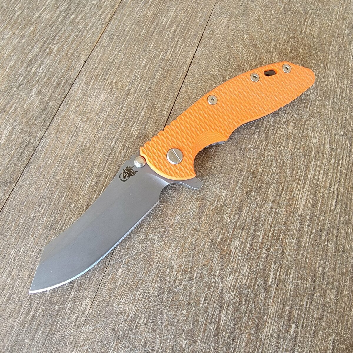 Rick Hinderer Orange G10 Skinner XM-18 3.5″ Flipper Working Finish
