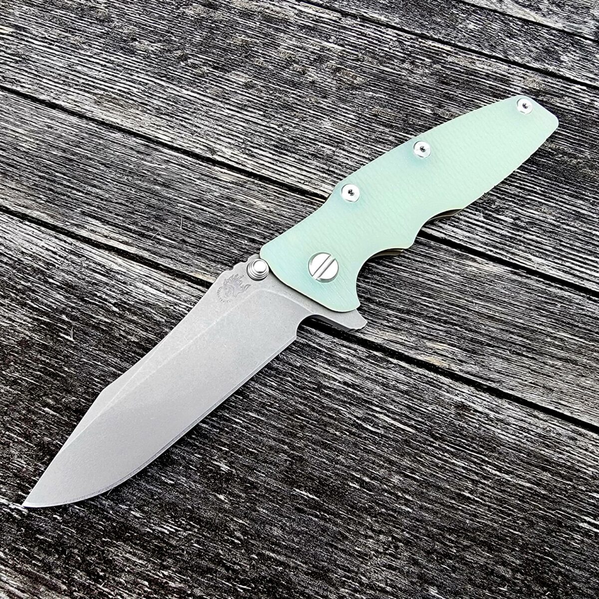 Rick Hinderer Translucent Green G10 EKLIPSE 3.5″ Flipper Battle Bronze