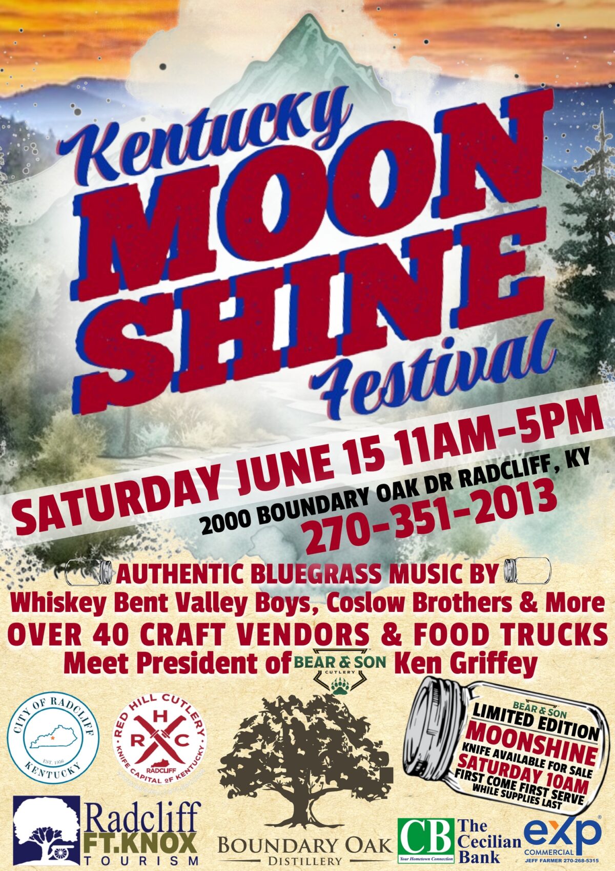 Kentucky Moonshine Festival Saturday June 15, 2024 Red Hill Cutlery