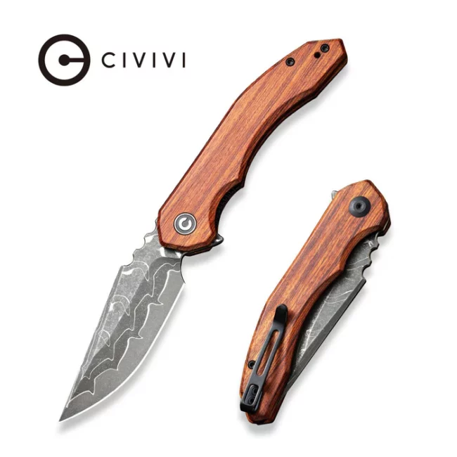 Civivi Guibourtia Wood Damascus Bluetick Flipper