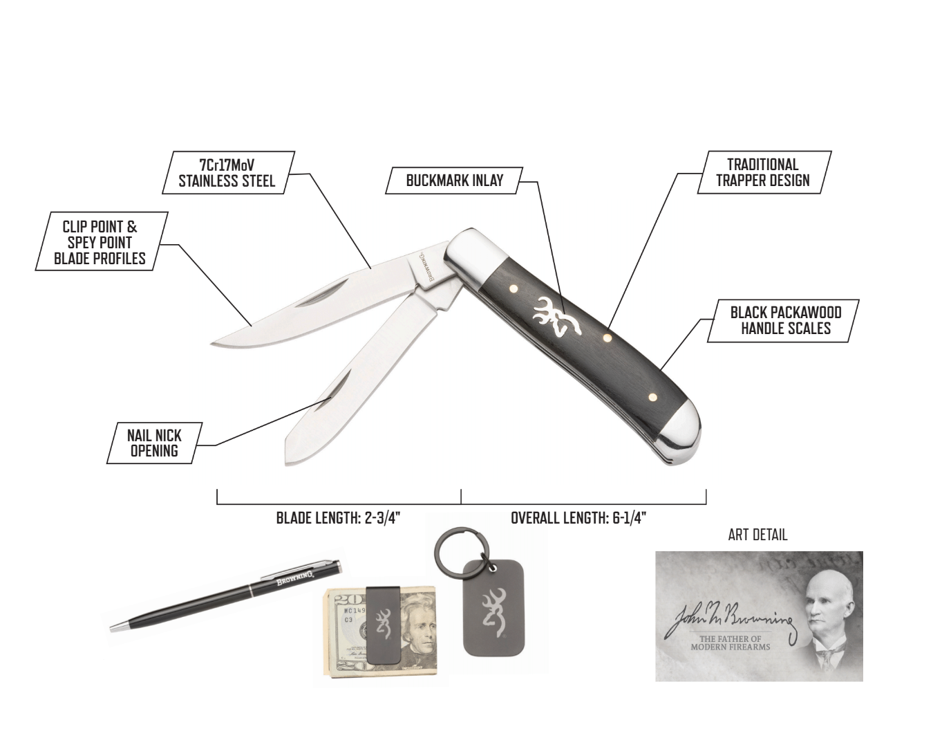 Browning 2024 John M. Browning Trapper Combo Gift Tin Set - Image 2