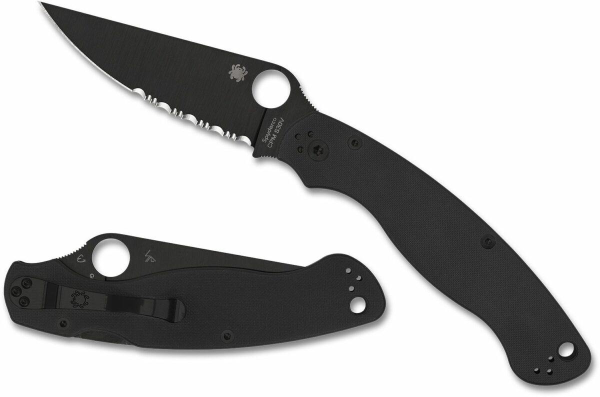 Spyderco Black G10 Military 2 Serrated Compression Lock DLC