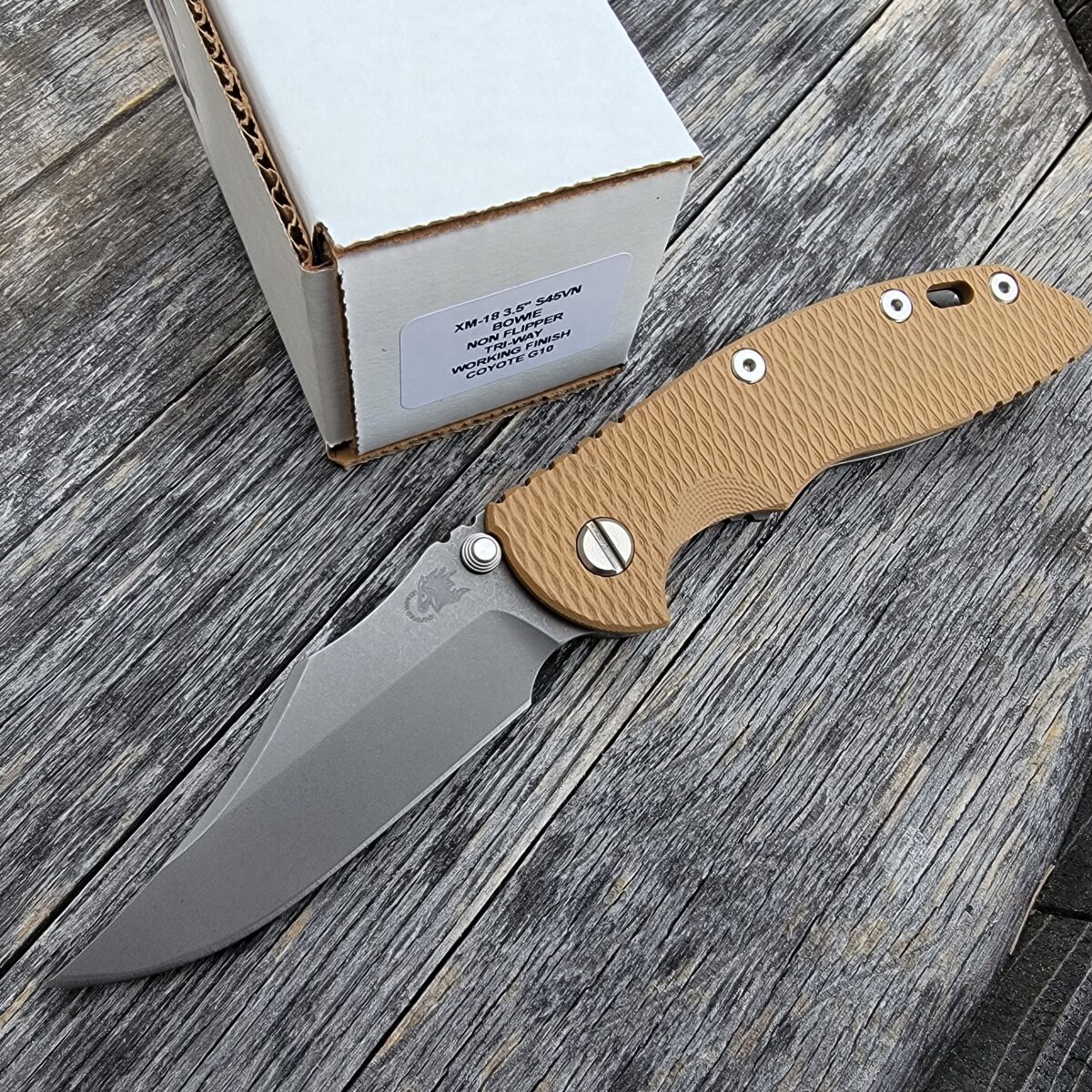 Rick Hinderer Coyote G10 XM-18 3.5″ Bowie Non Flipper Working Finish