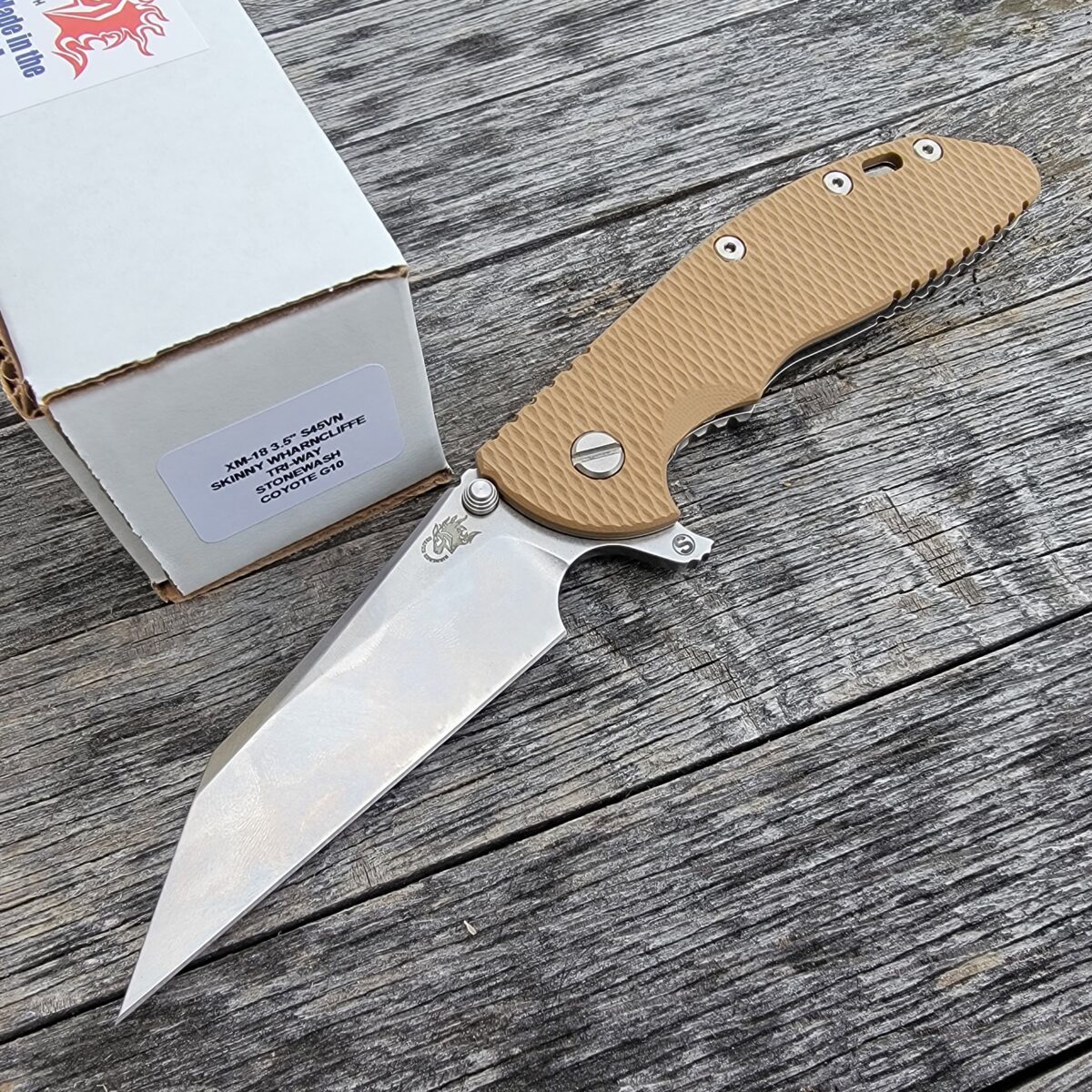 Rick Hinderer XM-24 Coyote G10 Skinny Wharncliffe Flipper (Stonewash Finish)