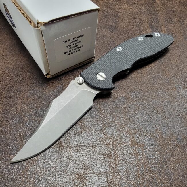 Rick Hinderer Black G10 XM-18 3.5" Bowie Non Flipper Battle Bronze