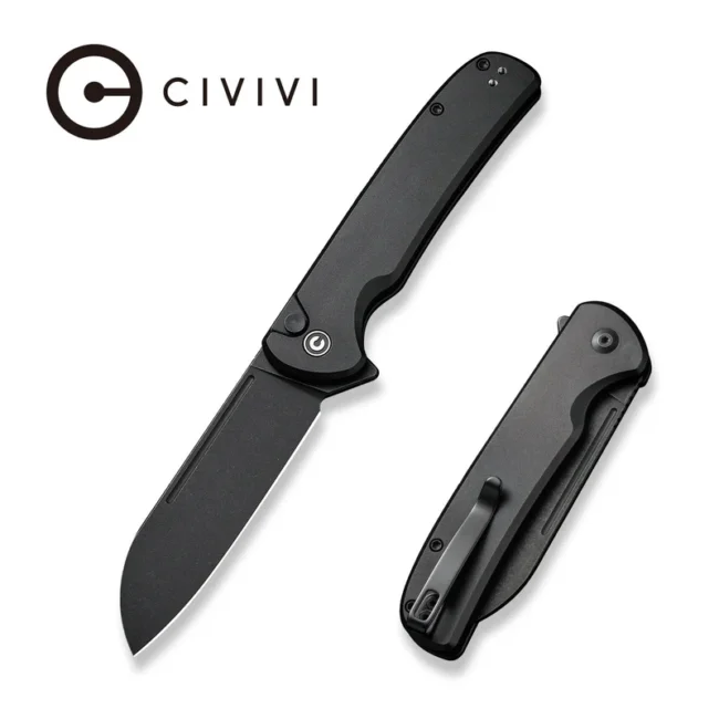 Civivi Black Aluminum Damascus Button Lock Chevalier II