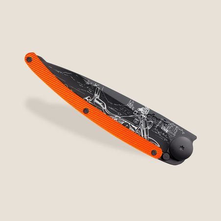 Deejo Orange Aluminum Frame Lock Easy Rider Etch - Image 2