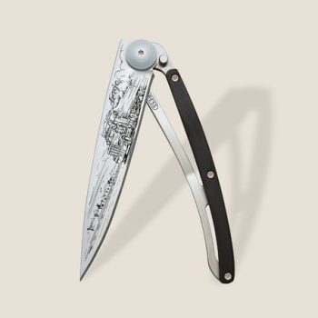 Deejo Ebony Wood Frame Lock American Tuck Etch