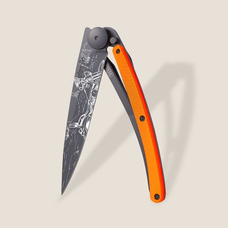 Deejo Orange Aluminum Frame Lock Easy Rider Etch